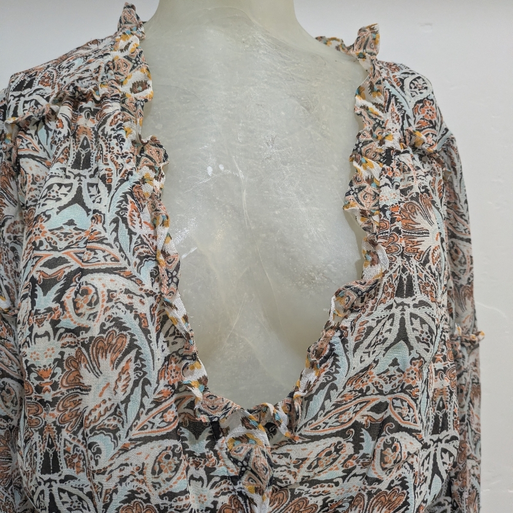 Anthropologie Multicolor Ruffle V-Neck Top - Picture 6 of 10